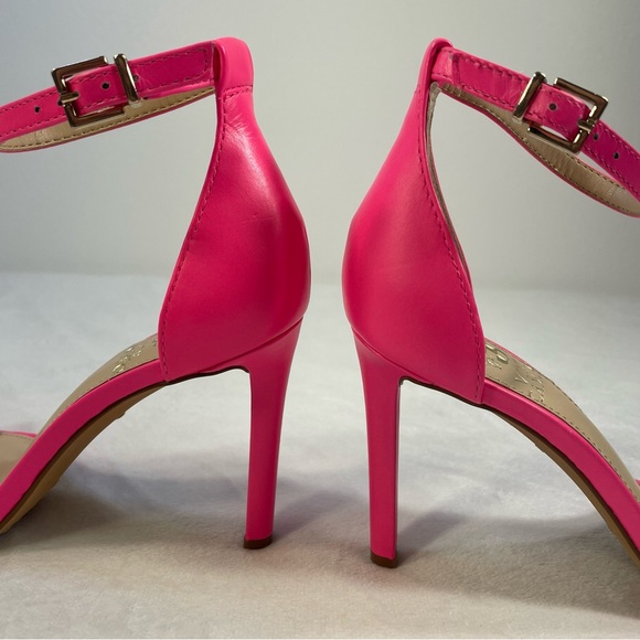 NWOB Vince Camuto Lauralie Hot Neon Pink 3.5” Ankle Strap Stilettos Size 6 - Picture 7 of 14